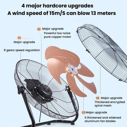 Powerful High Power Floor Fan Industrial Electric Fan, CN Plug, 12 inch 4 Gears 5 Blades, 14 inch 4 Gears 5 Blades, 16 inch 8 Gears 6 Blades, 18 inch 8 Gears 6 Blades, 20 inch 8 Gears 6 Blades