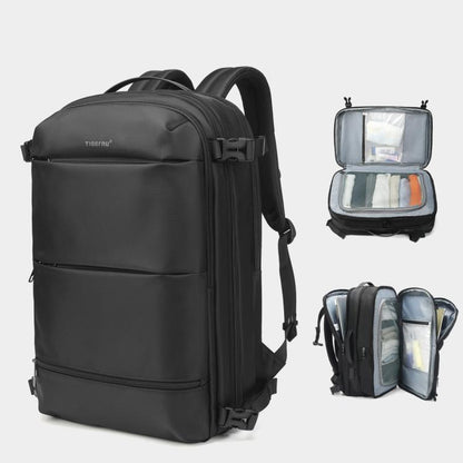 Tigernu Expandable Business Backpack 17-Inch Laptop Bag Wet/Dry Separation Pockets, Black, Blue, Vacuum BK With Pump
