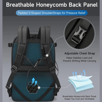 Tigernu Expandable Business Backpack 17-Inch Laptop Bag Wet/Dry Separation Pockets, Black, Blue, Vacuum BK With Pump