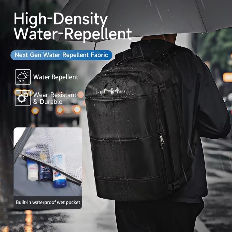 Tigernu Expandable Business Backpack 17-Inch Laptop Bag Wet/Dry Separation Pockets, Black, Blue, Vacuum BK With Pump