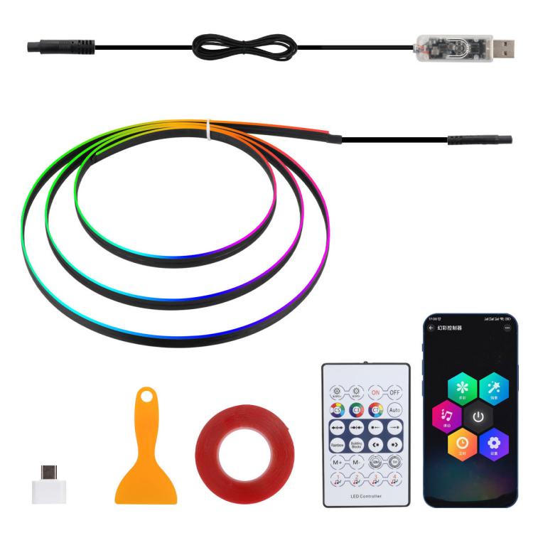 3 Control App Remote Control Colorful Car Interior Ambient Lighting Modified LED Acrylic USB Car Ambient Lighting, 110cm+75cm x 4+35cm+Footlight x 4 10 In 1, 110cm+75cm x 4+35cm 6 In 1, 110cm, 110cm x 2 2 In 1, 110cm x 3 3 In 1, 110cm x 4 4 In 1