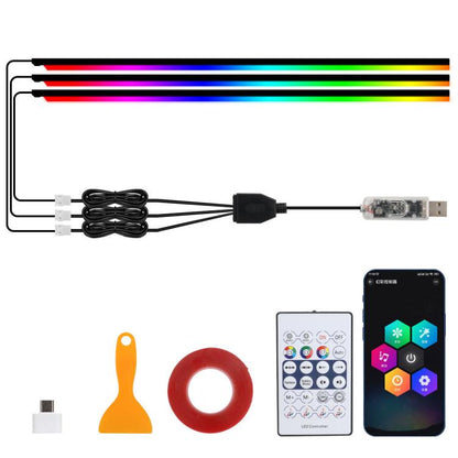 3 Control App Remote Control Colorful Car Interior Ambient Lighting Modified LED Acrylic USB Car Ambient Lighting, 110cm+75cm x 4+35cm+Footlight x 4 10 In 1, 110cm+75cm x 4+35cm 6 In 1, 110cm, 110cm x 2 2 In 1, 110cm x 3 3 In 1, 110cm x 4 4 In 1