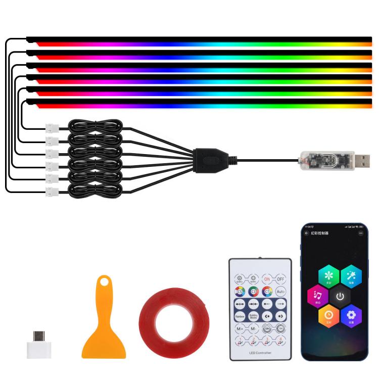 3 Control App Remote Control Colorful Car Interior Ambient Lighting Modified LED Acrylic USB Car Ambient Lighting, 110cm+75cm x 4+35cm+Footlight x 4 10 In 1, 110cm+75cm x 4+35cm 6 In 1, 110cm, 110cm x 2 2 In 1, 110cm x 3 3 In 1, 110cm x 4 4 In 1
