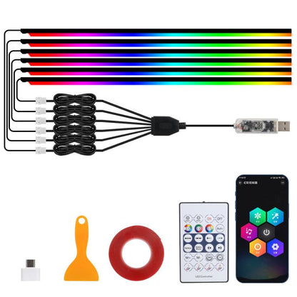 3 Control App Remote Control Colorful Car Interior Ambient Lighting Modified LED Acrylic USB Car Ambient Lighting, 110cm+75cm x 4+35cm+Footlight x 4 10 In 1, 110cm+75cm x 4+35cm 6 In 1, 110cm, 110cm x 2 2 In 1, 110cm x 3 3 In 1, 110cm x 4 4 In 1