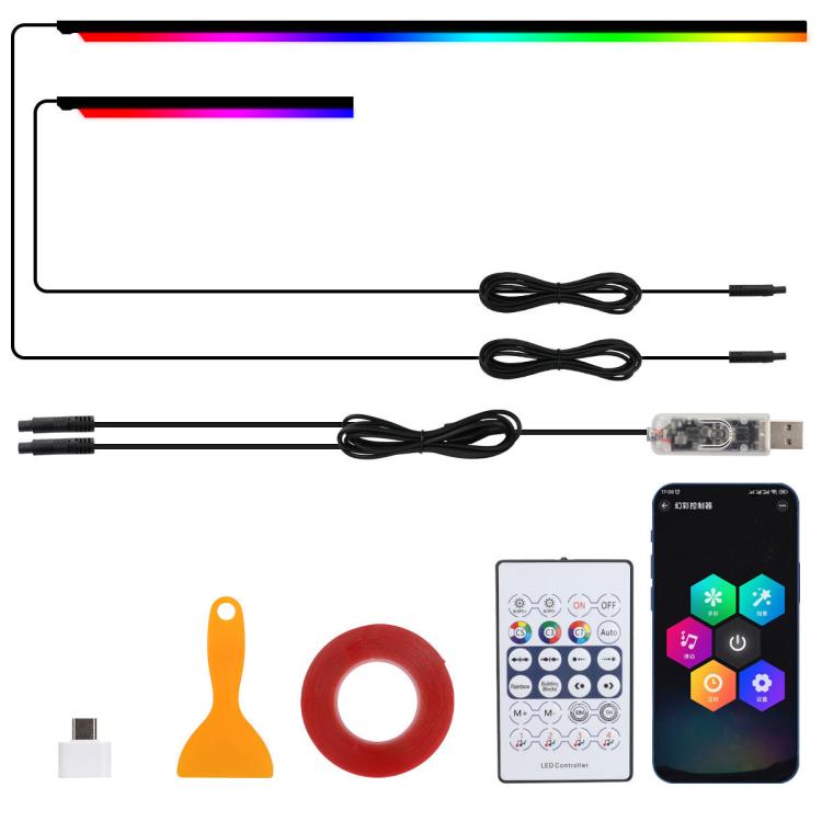 3 Control App Remote Control Colorful Car Interior Ambient Lighting Modified LED Acrylic USB Car Ambient Lighting, 110cm+75cm x 4+35cm+Footlight x 4 10 In 1, 110cm+75cm x 4+35cm 6 In 1, 110cm, 110cm x 2 2 In 1, 110cm x 3 3 In 1, 110cm x 4 4 In 1