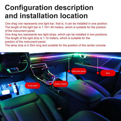 3 Control App Remote Control Colorful Car Interior Ambient Lighting Modified LED Acrylic USB Car Ambient Lighting, 110cm+75cm x 4+35cm+Footlight x 4 10 In 1, 110cm+75cm x 4+35cm 6 In 1, 110cm, 110cm x 2 2 In 1, 110cm x 3 3 In 1, 110cm x 4 4 In 1