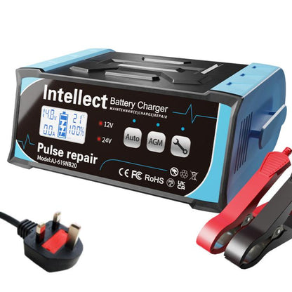 12V/24V Car Battery Charger Intelligent Pulse Lead-acid Battery Repair, US Plug, UK Plug, AU Plug