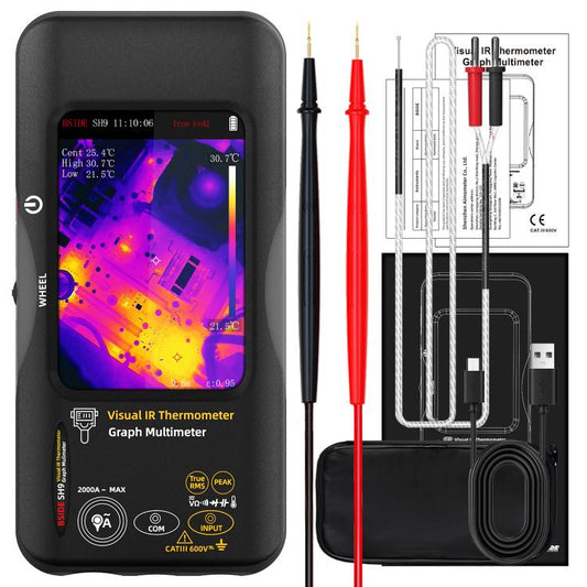 BSIDE SH9 Infrared Thermal Imaging Multimeter Touchscreen High-Definition Thermal Imaging Thermometer Electrical Floor Heating Inspection, Standard, Standard+Flexible Coil, Standard+Macro Lens, Standard+Macro Lens+Flexible Coil