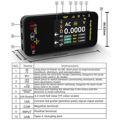 High-Precision Digital Graphic Recording Multimeter Color Screen 20000-Character Multimeter, S500