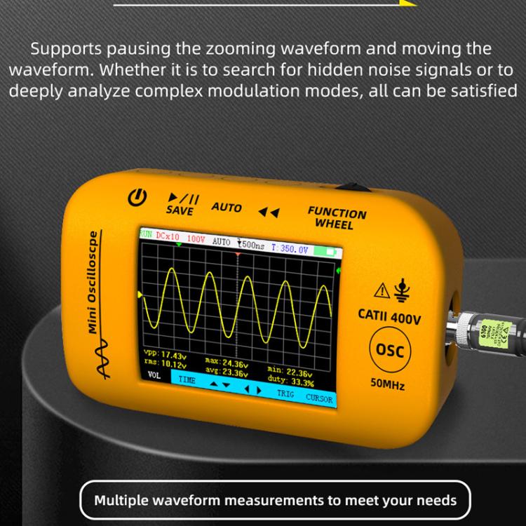 Miniature Oscilloscope Signal Generator Rechargeable Handheld Color Screen 50MHz Oscilloscope, OT4