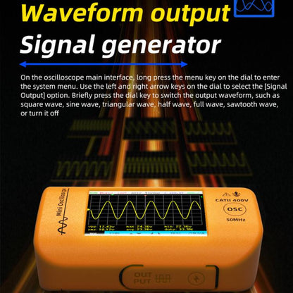 Miniature Oscilloscope Signal Generator Rechargeable Handheld Color Screen 50MHz Oscilloscope, OT4