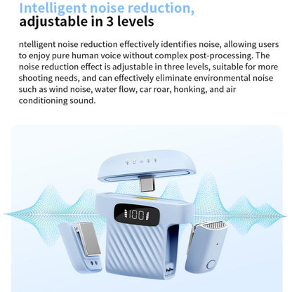 One To Two Mini Wireless Collar-clip Noise-cancelling Microphone With Charging Case