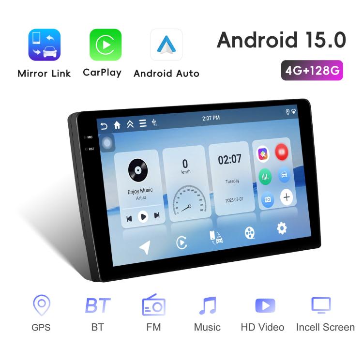 Universal Android 15 Central Control Large Screen Car Wireless Carplay Navigation Integrated Machine, 9 inch 4+64G, 9 inch 4+128G, 10 inch 4+64G, 10 inch 4+128G