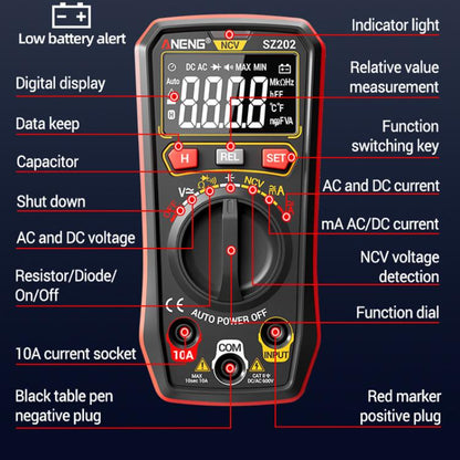 ANENG High-precision Maintenance Multi-function Digital Display Multimeter, SZ202 Red, SZ202 Black
