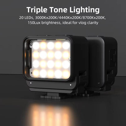 For DJI Action 5 Pro/ Action 4 Flymile 20 LEDs Magnetic Fill Light Rechargeable Video Light 3000K/4440K/8700K Adjustable, For DJI Action 5 Pro/ Action 4