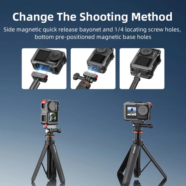 For DJI Action 5 Pro/Action 4/Action 3 Flymile Aluminum Alloy Camera Cage Protective Metal Frame, AC4003 Cage