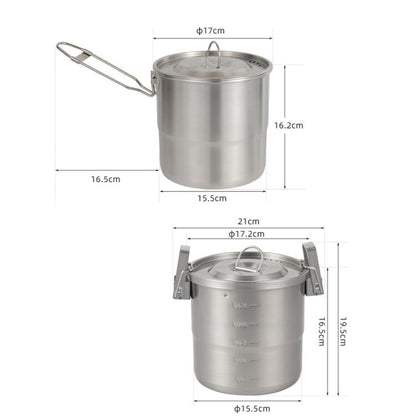 3000ml 16cm Heightened Outdoor Pots 304 Stainless Steel Outdoor Cooking Kettles, CLS Handle, CLS Dual-ear