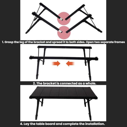 CLS Outdoor Aluminum Egg Roll Table Camping Folding Table, 8245 6 Plates, 9545 Folded 7 Plates, 8744 Black, 8744 Wood Grain, 8744 Black+4 PU Hooks, 8744 Wood Grain+4 PU Hooks