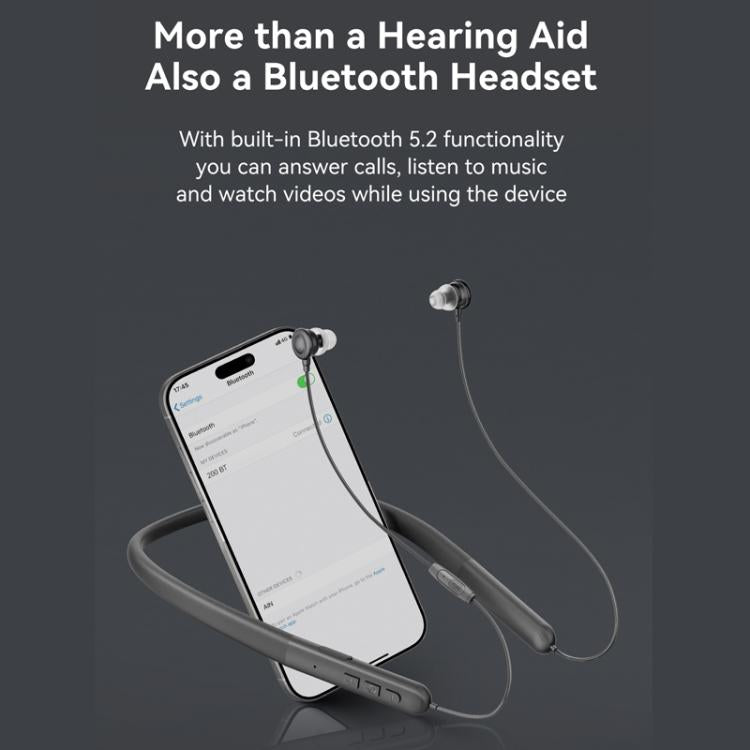 Neckband Bluetooth Hearing Amplifier For Seniors Semi-In-Ear Design With Digital Sound Chip, Long-Lasting Battery, Bluetooth Hearing Amplifier
