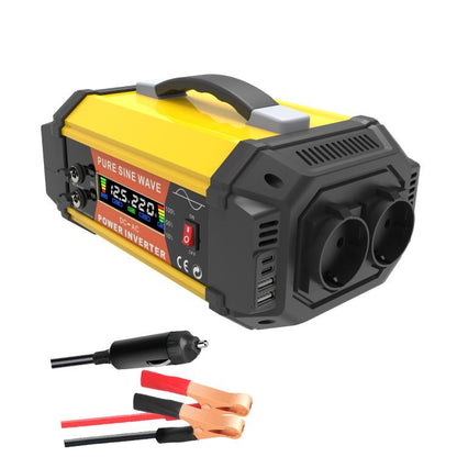 Gurxun Pure Sine Wave Inverter With Dual AC Outlets 2 USB + 2 Type-C Ports Car Power Converter, PQ500W EU Plug, PQ500W Brazil Plug 12V To 220V, PQ500W Universal Socket 12V To 220V, PQ800W EU Plug, PQ800W Brazil Plug 12V To 220V