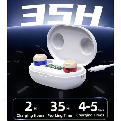 Wireless Invisible Hearing Aid With Digital Display Charging Case & Touch Control, Red Blue+White Case, Red Blue+Black Case, Skin Color+Black Case, Skin Color +White Case, Black+Black, White+White, White+Black Case