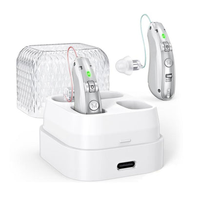 Behind-The-Ear Hearing Amplifier With Charging Case Sound Enhancer For Seniors