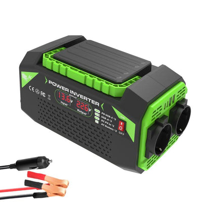 Gurxun Car Pure Sine Wave Inverter Dual AC Sockets + 2 USB + 2 Type-C Ports Outdoor Car Power Converter, 300W EU Plug, 500W EU Plug, 300W US Plug, 500W US Plug, 300W Brazil Plug 12V To 110V, 300W Brazil Plug 12V To 220V, 500W Brazil Plug 12V To 110V