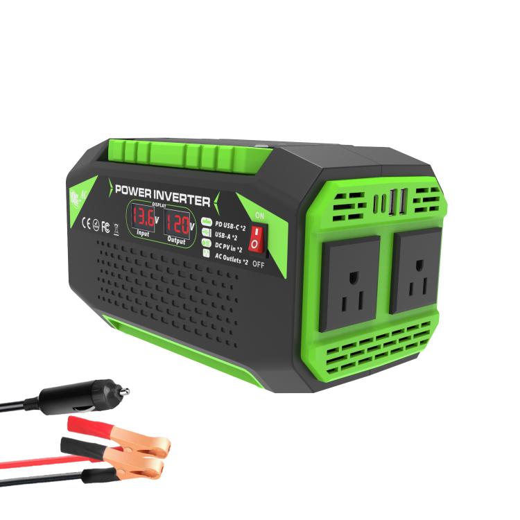 Gurxun Car Pure Sine Wave Inverter Dual AC Sockets + 2 USB + 2 Type-C Ports Outdoor Car Power Converter, 300W EU Plug, 500W EU Plug, 300W US Plug, 500W US Plug, 300W Brazil Plug 12V To 110V, 300W Brazil Plug 12V To 220V, 500W Brazil Plug 12V To 110V