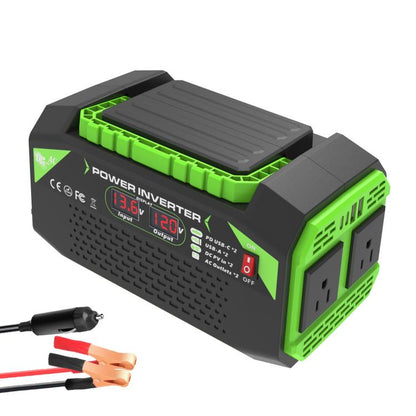 Gurxun Car Pure Sine Wave Inverter Dual AC Sockets + 2 USB + 2 Type-C Ports Outdoor Car Power Converter, 300W EU Plug, 500W EU Plug, 300W US Plug, 500W US Plug, 300W Brazil Plug 12V To 110V, 300W Brazil Plug 12V To 220V, 500W Brazil Plug 12V To 110V