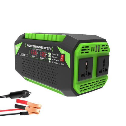 Gurxun Car Pure Sine Wave Inverter Dual AC Sockets + 2 USB + 2 Type-C Ports Outdoor Car Power Converter, 300W EU Plug, 500W EU Plug, 300W US Plug, 500W US Plug, 300W Brazil Plug 12V To 110V, 300W Brazil Plug 12V To 220V, 500W Brazil Plug 12V To 110V
