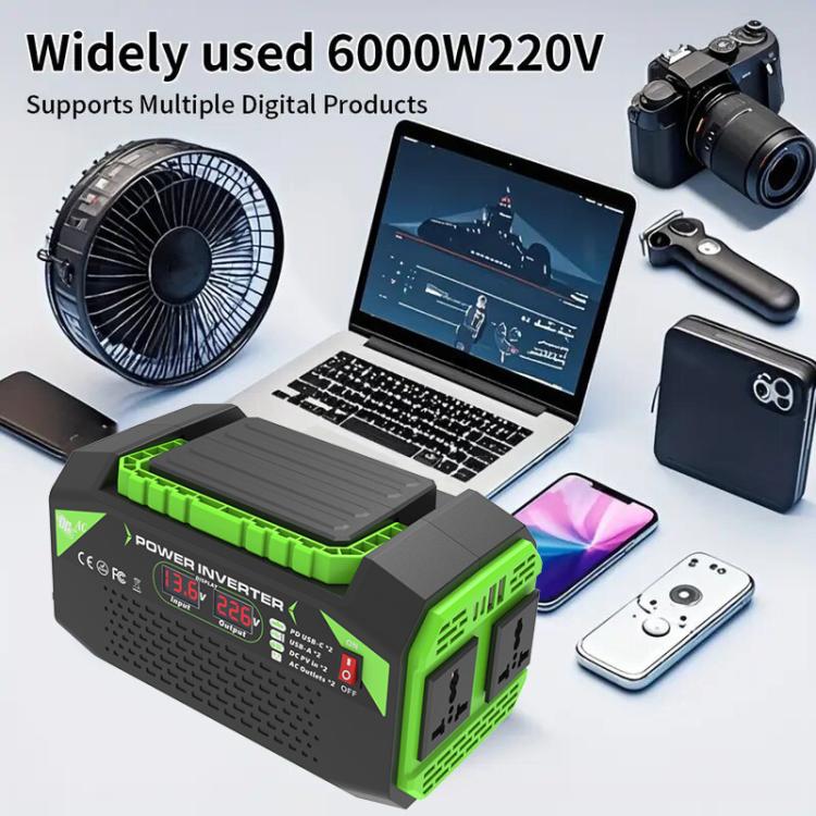 Gurxun Car Pure Sine Wave Inverter Dual AC Sockets + 2 USB + 2 Type-C Ports Outdoor Car Power Converter, 300W EU Plug, 500W EU Plug, 300W US Plug, 500W US Plug, 300W Brazil Plug 12V To 110V, 300W Brazil Plug 12V To 220V, 500W Brazil Plug 12V To 110V