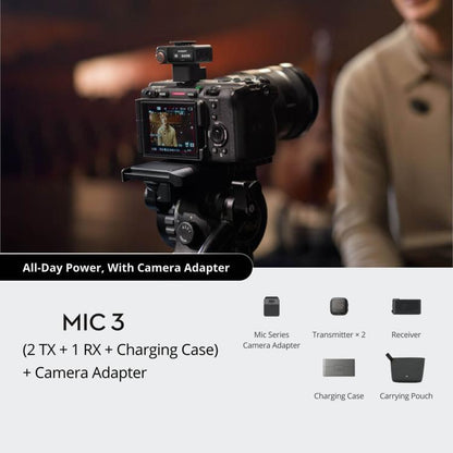 Original 2 TX + 1 RX + Charging Case + Camera Adapter For DJI Mic 3, 2 TX + 1 RX + Charging Case+ Camera Adapter