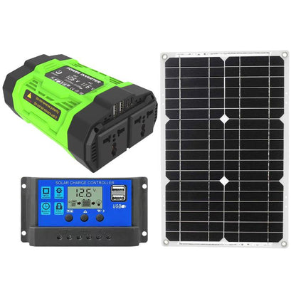 Gurxun Modified Wave Inverter With 18W Solar Panel + 30A Controller Dual Socket + 2 USB + 2 Type-C Ports, 300W Universal Socket 12V To 220V, 300W Universal Socket 12V To 110V, 300W EU Plug 12V To 220V, 300W US Plug 12V To 110V