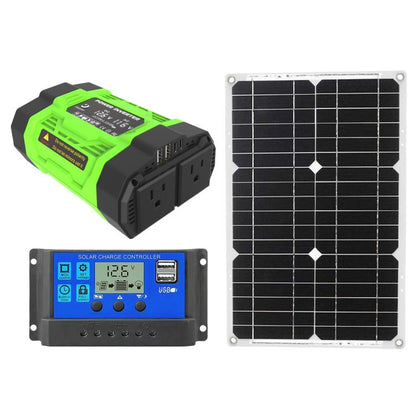 Gurxun Modified Wave Inverter With 18W Solar Panel + 30A Controller Dual Socket + 2 USB + 2 Type-C Ports, 300W Universal Socket 12V To 220V, 300W Universal Socket 12V To 110V, 300W EU Plug 12V To 220V, 300W US Plug 12V To 110V