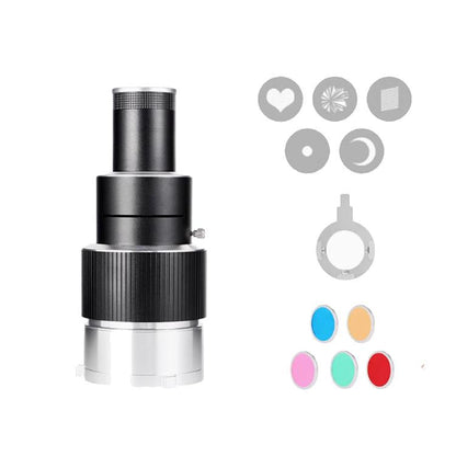 Adjustable Focus DIY Optical Snoot for Bowens Mount Flash Conical Lens Photography Light Modifier, 5 Templates Kit, 25 Templates Kit, 35 Templates Kit
