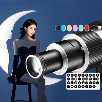 Adjustable Focus DIY Optical Snoot for Bowens Mount Flash Conical Lens Photography Light Modifier, 5 Templates Kit, 25 Templates Kit, 35 Templates Kit