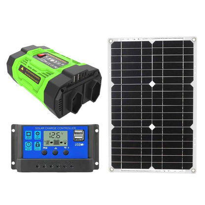Gurxun 200W Modified Wave Inverter With 18W Solar Panel + 30A Controller Dual Socket + 2 USB + 2 Type-C Ports, Universal Socket 12V To 220V, Universal Socket 12V To 110V, EU Plug 12V To 220V, US Plug 12V To 110V, Brazil Plug 12V To 220V