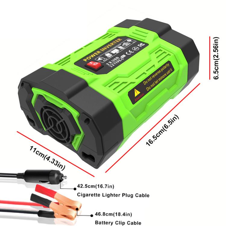 Gurxun 200W Modified Wave Inverter With 18W Solar Panel + 30A Controller Dual Socket + 2 USB + 2 Type-C Ports, Universal Socket 12V To 220V, Universal Socket 12V To 110V, EU Plug 12V To 220V, US Plug 12V To 110V, Brazil Plug 12V To 220V