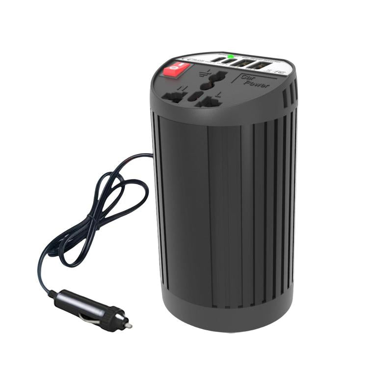 Gurxun 200W Modified Wave Intelligent Car Inverter Dual USB + Dual Type-C Port Car Power Converter, Brazil Plug 12V To 110V, Brazil Plug 12V To 220V, Universal Socket 12V To 110V, Universal Socket 12V To 220V