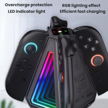For Nintendo Switch 2 Joy-Con Controllers 4 In 1 Triangular Charging Base With RGB Light, S219