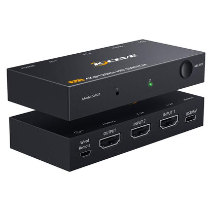 2 In 1 Out HDMI Two-Way Switch 8K 60Hz HD Computer TV Video Splitter, SW21