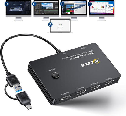 USB / Type-C To 4 HDMI Port Adapter KVM Switch, MSTH14