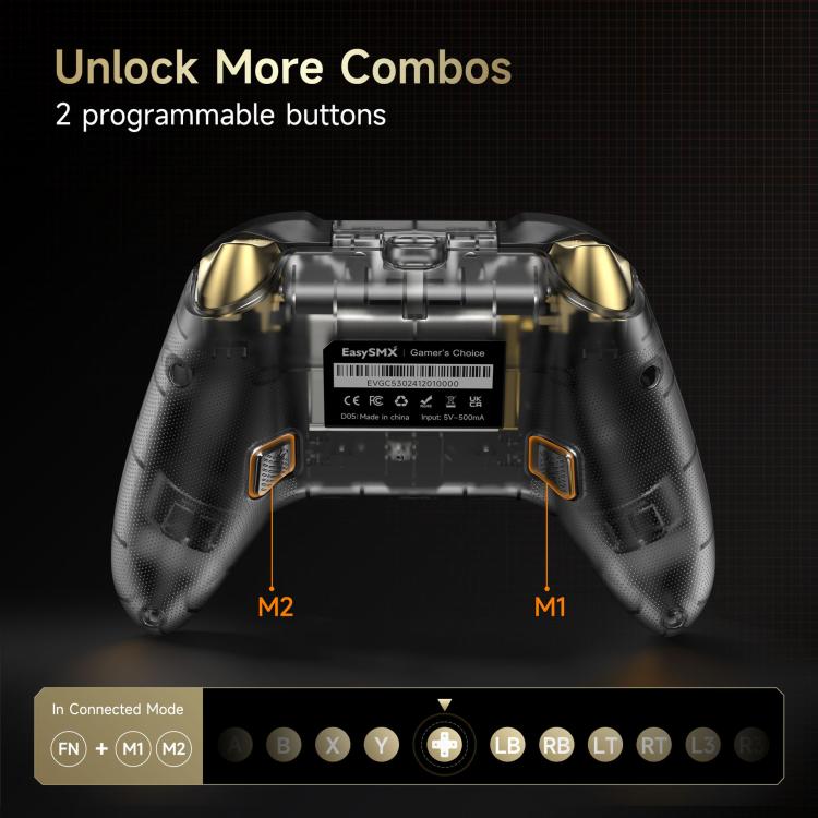EasySMX D05 Tri-mode Wireless Gaming Controller for PC/Switch/Steam Deck/TV/Phone with Charging Dock