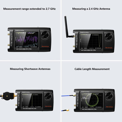 PORTXVNSA VNA-H4 Plus 4 inch IPS Screen Portable Handheld Vector Antenna Analyzer MF HF VHF UHF, Without Memory Card, With 32G Memory Card