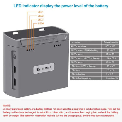 For DJI Mini 2 SE/Mini 2/Mini 4K YX Charger 2-way Battery Charging Hub, For DJI Mini 2 SE/Mini 2  Charging Hub