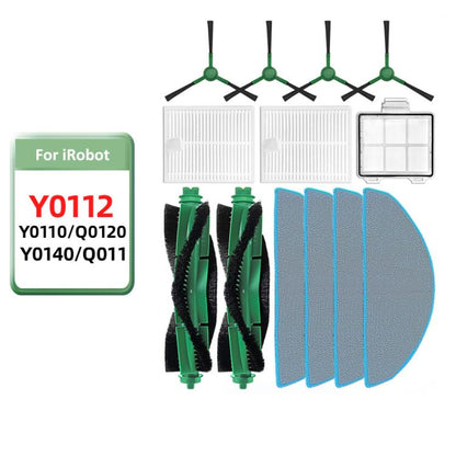 For iRobot Roomba Combo Y0110/Q0120/Y0140/Q011 Robot Vacuum & Mop Replacement Parts, Main Brush, 2pcs Side Brush, 2pcs Filter, Mop Pad, Primary Filter