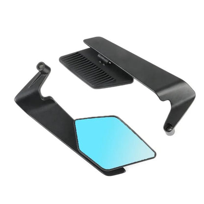 Motorcycle Universal Aluminum Alloy Wind Wing Rearview Mirror, White Mirror, Blue Mirror