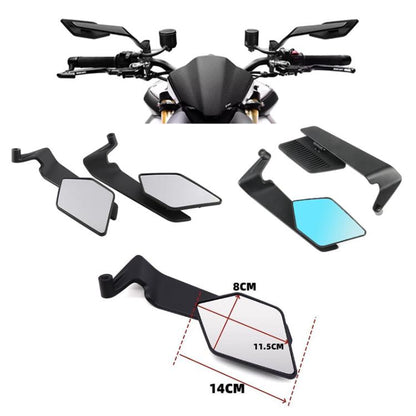 Motorcycle Universal Aluminum Alloy Wind Wing Rearview Mirror, White Mirror, Blue Mirror