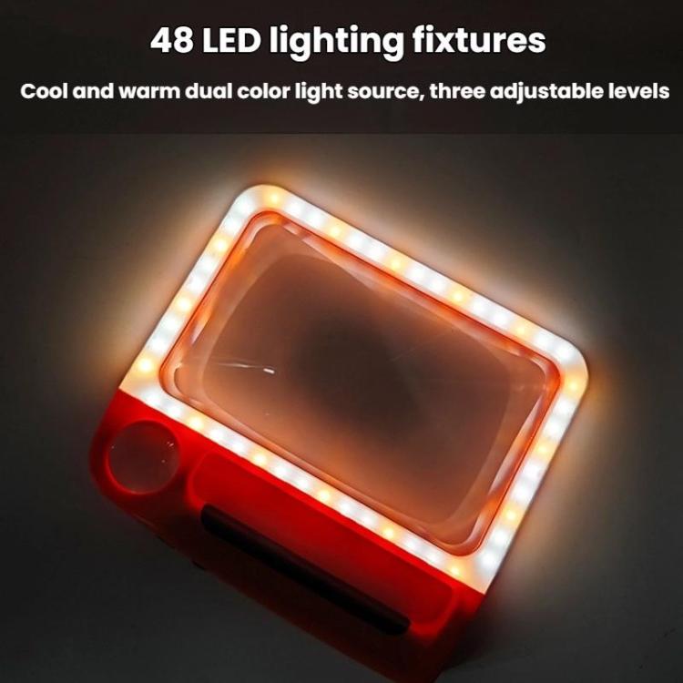 5/10X 48LEDs Magnifier 3 Colors Cold Warm Brightness Adjustment Handheld Loupe, Battery Orange, Charging Orange, Battery Blue, Charging Blue