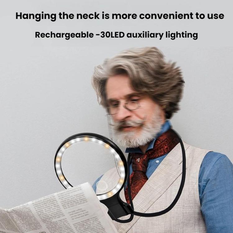 5/10X 30 LEDs Magnifying Glass USB Charging Neck Worn Handheld For Reading Maintenance, 5/10X
